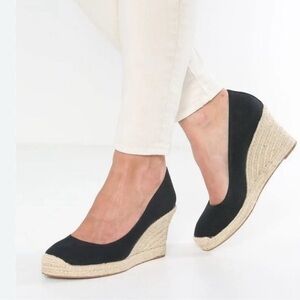 J.Crew Black Wedge Espadrille Sandals